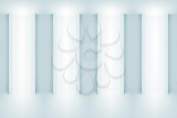 Abstract light blue architecture background. Wall with light niches. 3d illustration