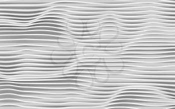 Abstract white wavy stripes pattern. Digital 3d illustration, background texture