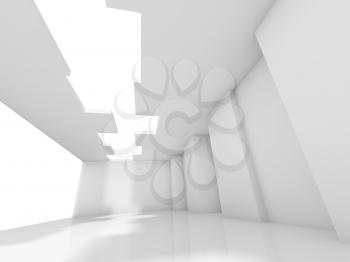 Abstract white empty room interior background with window, digital 3d illustration