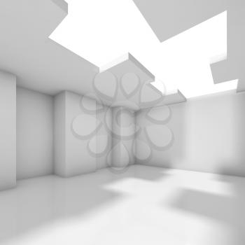 Abstract white empty room interior background, square digital 3d illustration