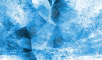 Abstract blue digital 3d polygonal surface. Hi-tech background texture