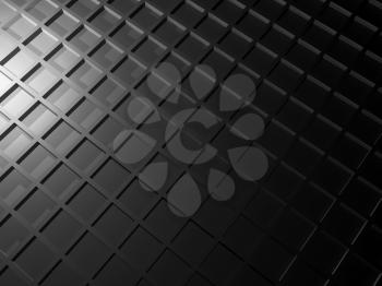 Abstract black shining digital background with square relief pattern, 3d illustration
