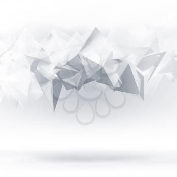 Abstract white digital background. Chaotic polygonal pattern, 3d render illustration