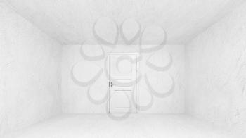 Abstract empty interior with concrete walls and white closed door