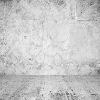 Abstract interior of empty room with white concrete walls and floor