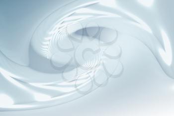 Abstract illustration with light blue shining bent spiral tunnel structure, 3d render