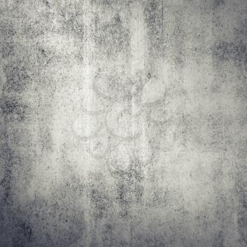 Gray grungy concrete wall, square background texture