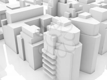 Abstract contemporary cityscape, 3d render illustration