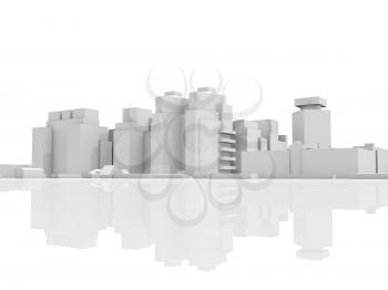 Abstract contemporary cityscape, living houses, industrial buildings and offices. 3d render illustration isolated on white