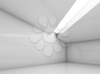 Abstract glossy white contemporary interior, empty room with ceiling illumination. Digital 3d illustration, computer graphic