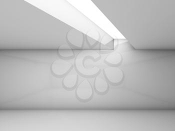 Abstract white contemporary interior, empty room with ceiling illumination. Digital 3d illustration, computer graphic