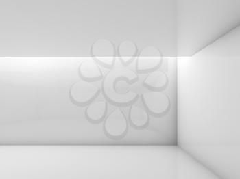 Abstract white contemporary interior, empty room with soft ceiling illumination. Digital 3d illustration, computer graphic