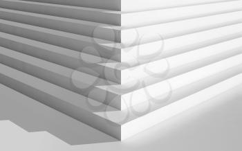 Abstract digital geometric background, corner of an empty white stairs, 3d illustration