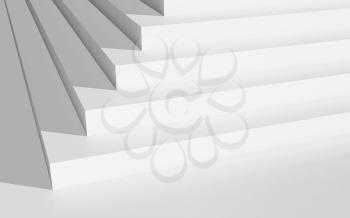 Abstract digital geometric background, empty white stairs corner, 3d illustration