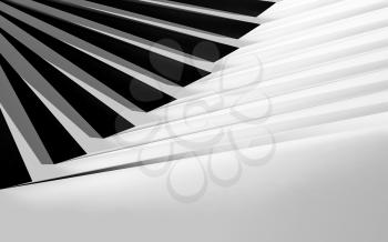 Abstract digital geometric background, black and white curved stairs installation, 3d illustration