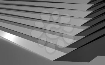 Abstract digital geometric background. Shining gray stairs with shadow, 3d illustration