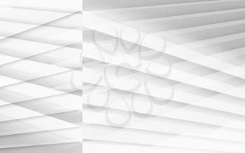 Abstract digital illustration, white geometric background with stripes pattern, multi exposure effect, 3d illustration