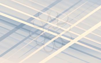 Abstract digital geometric background, white lines over light blue shadows, 3d render illustration