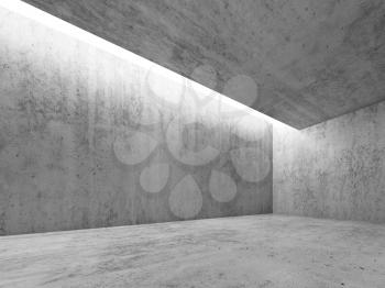 Abstract architecture interior background, concrete room with white lighting in ceiling, 3d illustration