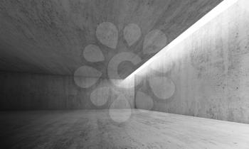 Abstract architecture interior background, empty concrete room with lighting in ceiling, 3d illustration