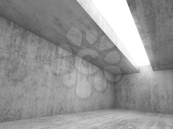 Abstract architecture interior background, empty concrete room with white lighting in ceiling, 3d illustration