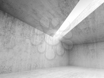 Abstract architecture interior background, empty concrete room with white light opening in ceiling, 3d illustration