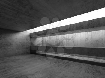 Abstract empty concrete room interior. Modern architecture background, 3d render illustration