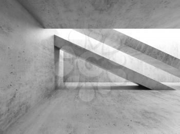 Abstract empty white concrete interior. Modern architecture background, 3d render illustration