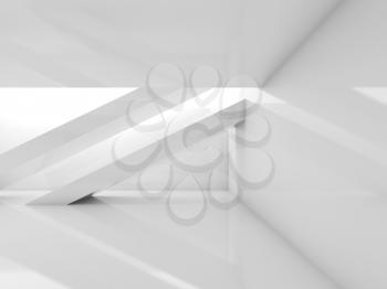 White room with beams and soft illumination. Abstract empty contemporary interior background. 3d illustration