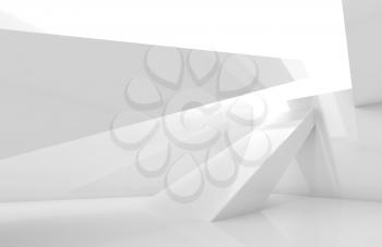Abstract empty interior background, white room with beams. Digital 3d illustration