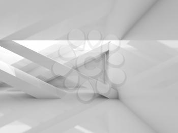 Abstract empty interior background, white room with beams and soft illumination. Digital 3d illustration