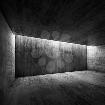 Abstract dark concrete interior of empty room, 3d illustration background