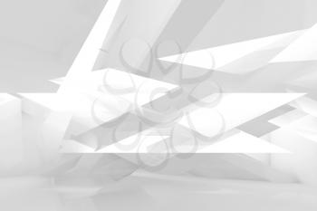 Abstract white background with chaotic geometric structures, digital 3d illustration, multi exposure effect