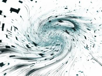 Abstract white and blue digital spiral background. 3d illustration