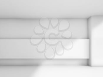 Abstract white empty room interior. 3d render illustration, studio with wall decoration and side soft light
