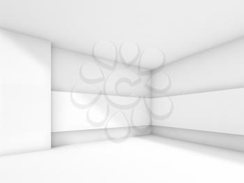 Abstract contemporary white empty room interior. 3d render illustration, studio with side soft light