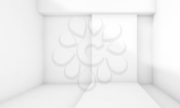 Abstract white empty room interior. 3d render illustration, studio with soft light