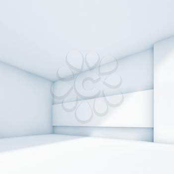 Abstract white empty open space interior. 3d render illustration, studio with side soft light