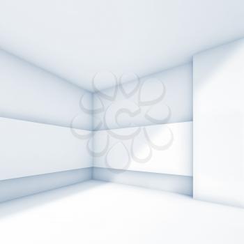 Abstract white empty room interior. Blue toned square 3d render illustration