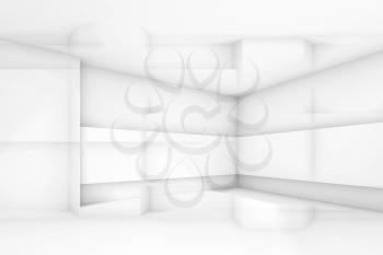 Abstract white room, contemporary background. 3d render illustration with multi-exposure effect