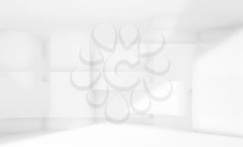 Abstract white empty room, architectural background. 3d render illustration with multi-exposure effect