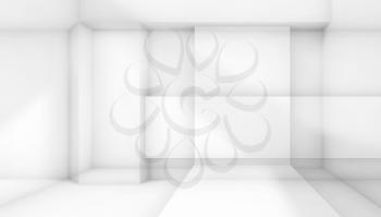 Abstract white room, architectural background. 3d render illustration with multi-exposure effect