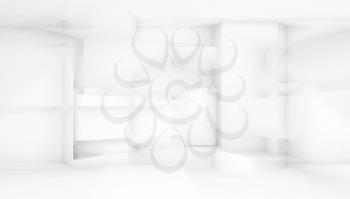 Abstract white architectural background. 3d render illustration with multi-exposure effect