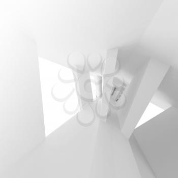 White abstract empty interior with bent perspective. 3d illustration