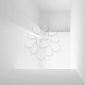 White abstract empty interior with soft illumination. Square 3d illustration