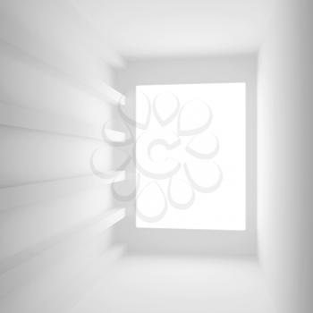 White abstract interior with empty window. Square 3d illustration