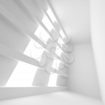 White abstract empty room interior with light windows. Square 3d illustration