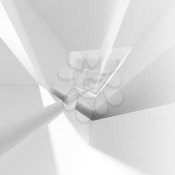 White abstract empty interior with bent perspective. Square 3d illustration