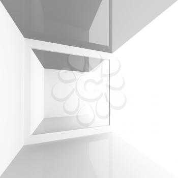 White abstract empty shining modern interior. Square 3d illustration