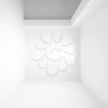 White abstract interior. Square 3d illustration